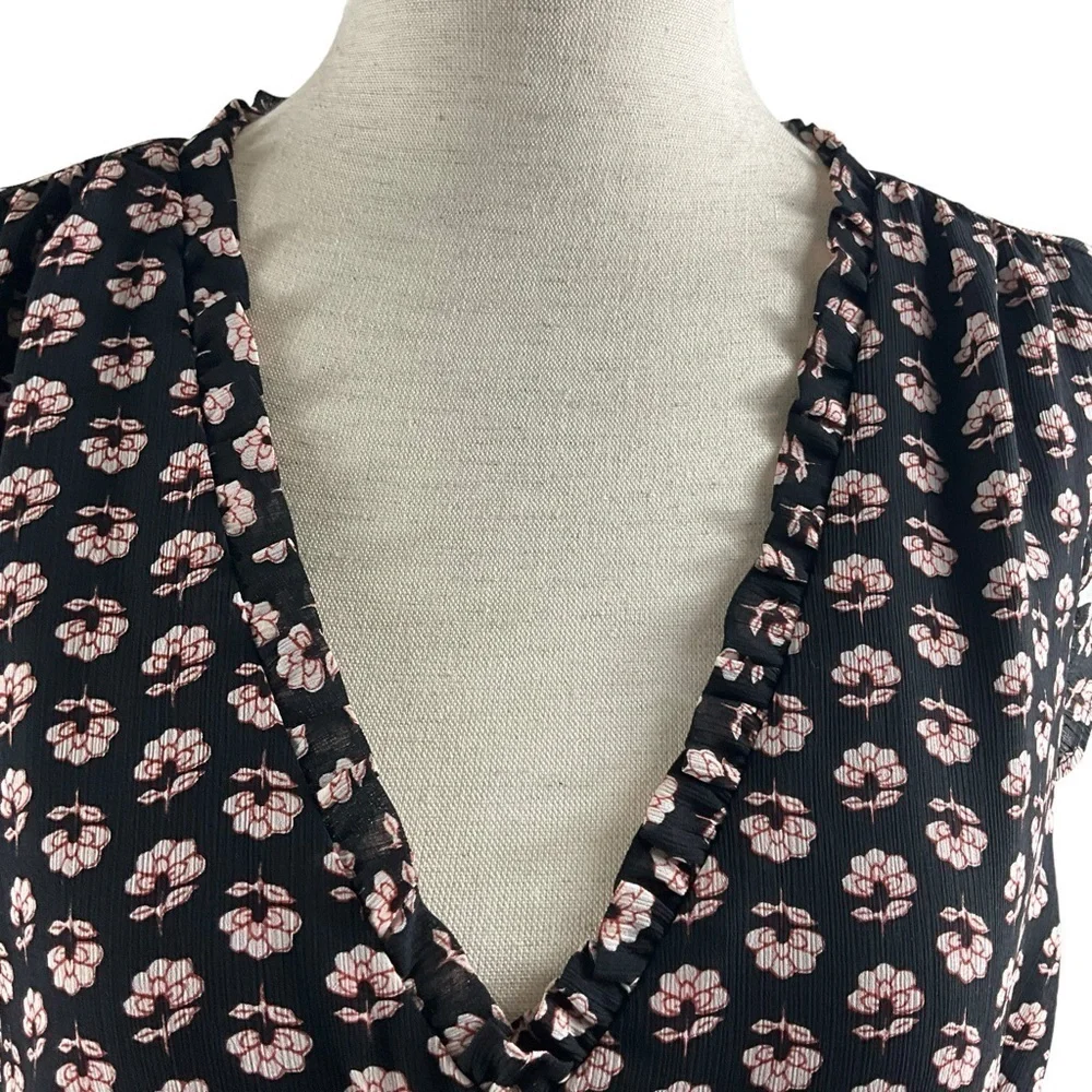 J.Crew Ruffle V Neck‎ Floral Cap Sleeve Dress NWT